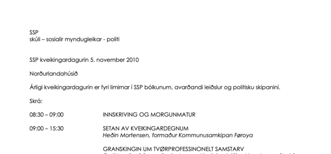 SSP Kveikingardagur 2010